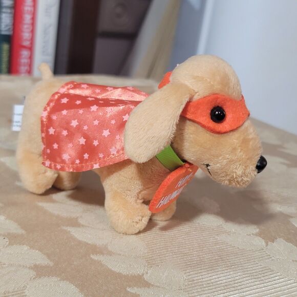 Hallmark Happy Halloweenie Dachshund 6” dog plush in a Mask & Glow in Dark Cape - Picture 2 of 13